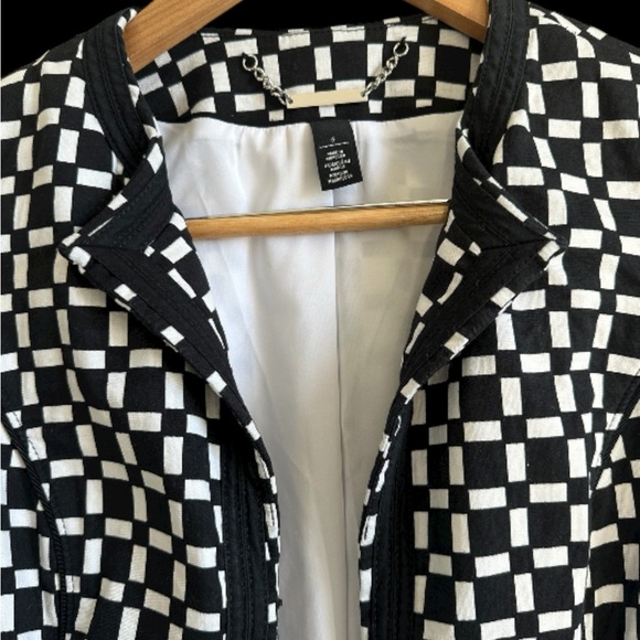 Monochrome Checkered Varsity Jacket - Picture 4 of 5